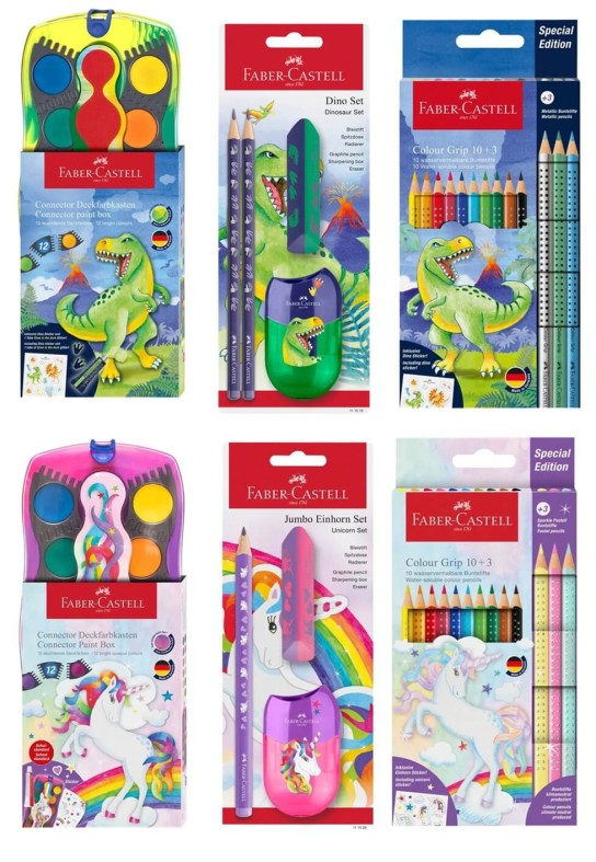 beyondpixels - Einhorn-Set • 1 × Colour Grip Buntstifte, 13er Kartonetui • 1 × Connector Farbkasten, und vieles mehr