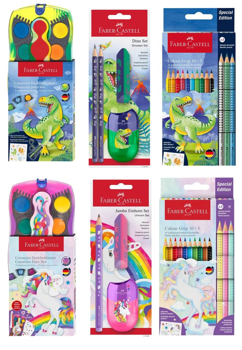 beyondpixels - Einhorn-Set • 1 × Colour Grip Buntstifte, 13er Kartonetui • 1 × Connector Farbkasten, und vieles mehr