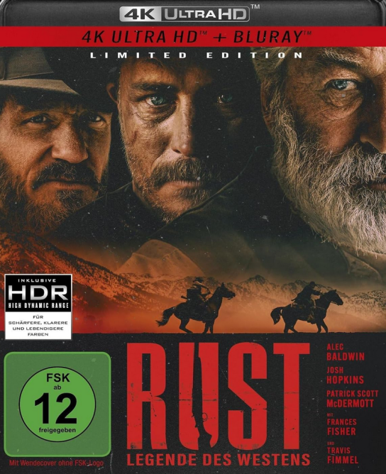 BLURAY-DISC - 3 x Film „Rust: Legende des Westens“, 1 x auf 4k UHD, sowie 2 x auf Blu-ray
