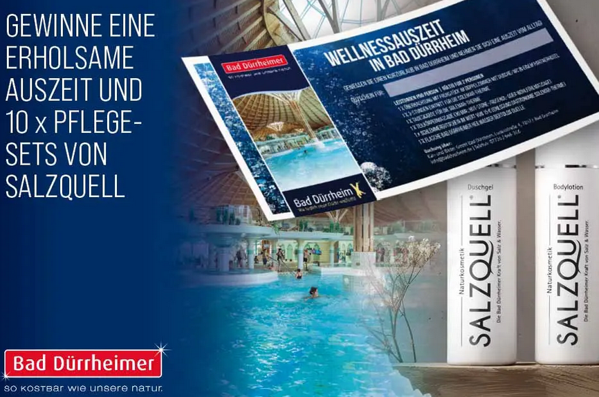 GEFAKO - Wellnessurlaub in Bad Dürrheim für 2 Personen, 1 ÜF im DZ, Thermen-Eintritt, Massage, Kosmetikset
