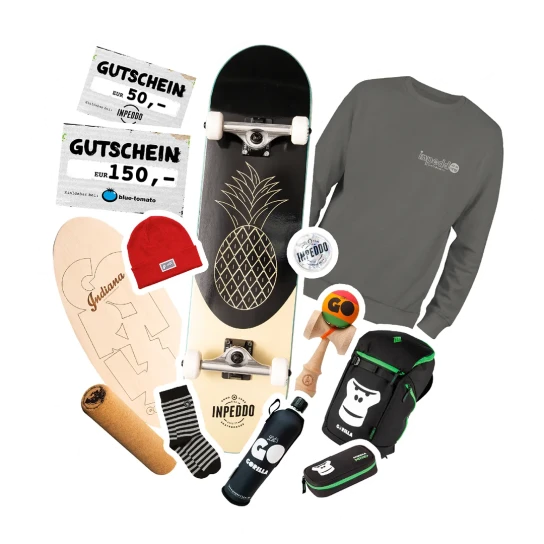 Gorilla - Skateboard-Set mit Streetskateboard, Skatewachs und vieles mehr (von 9 bis 25)