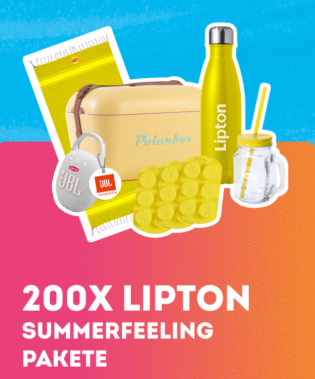 Lipton - 200x Summerfeeling Pakete 200 x Lipton „Sommerpaket“, bestehend aus Kühlbox, Lautsprecherbox, Trinkflasche und vielem Mehr