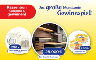 Mondamin - 25.000 € für einen Küche, 250 x Smeg-Haushaltsgeräte,  2.500 x Mondamin Dessertboxen