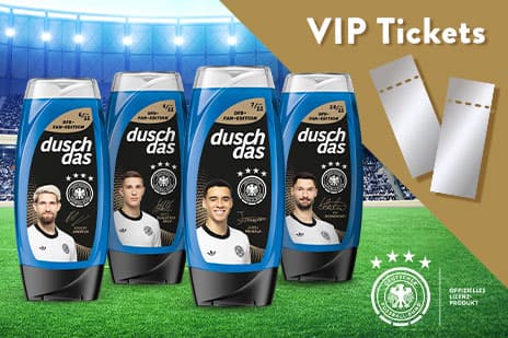 Müller - 1x 2  VIP-Tickets für das Fußballspiel der deutschen Männer-Nationalmannschaft gegen Luxemburg ,20x 1 duschdas Fanpaket