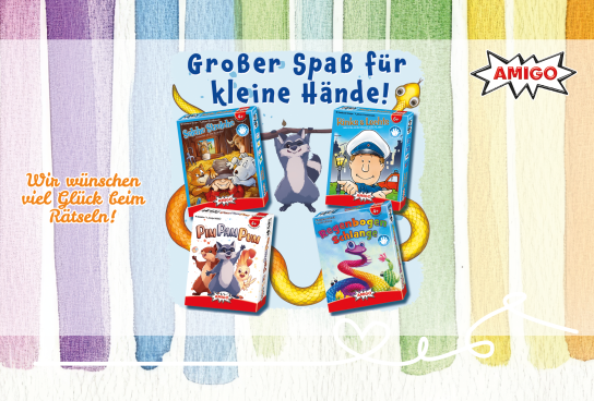 zookauf - drei Spiele-Bundles, bestehend aus den bunten Kartenspielen „Solche Strolche“, „Rinks & Lechts“, „Pim Pam Pum“ sowie die „Regenbogenschlange“