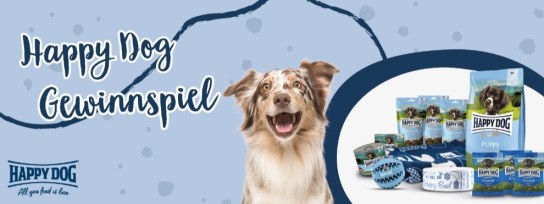 zookauf - Eines von drei Happy Dog Young Paketen. bestehend aus Trocken- und Nassnahrung,  Snacks, Keramiknapf, Snackball und Kuscheldecke