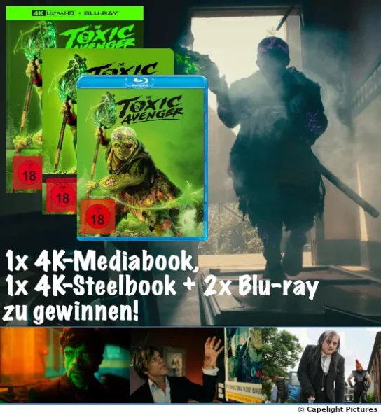BLURAY-DISC - 4 x „The Toxic Avenger“ (1x 4K-Mediabook, 1x 4K-Steelbook, 2x Blu-ray)