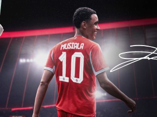 FC Bayern - ein signiertes Home Trikot von Jamal Musiala