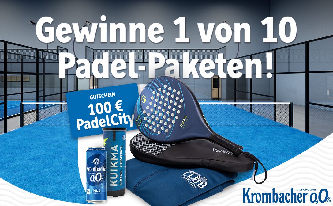 Krombacher: 10 x großes Padel-Paket zu gewinnen