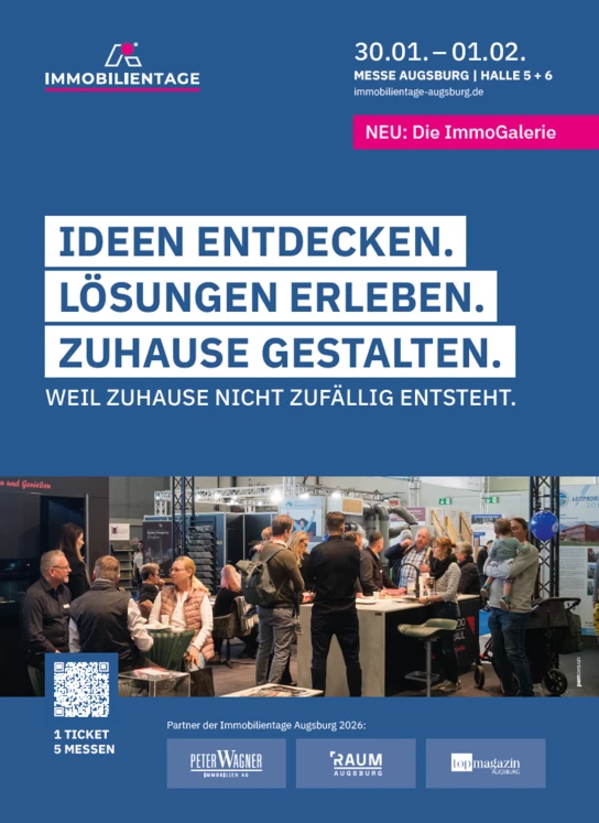 myheimat.de - 10 x 2 Tickets für die Immobilientage vom 30. Januar bis 1. Februar 2026 in der Halle 5, Messe Augsburg