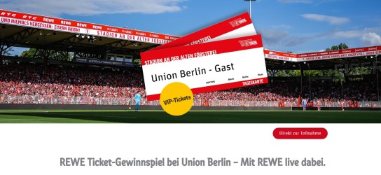 REWE - 28x2 VIP Tickets und 86x2 Public Tickets für ein Heimspiel des 1 FC Union Berlin