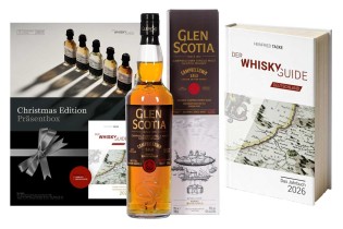 Whisky Guide - 1x 1 Der Whisky Guide Christmas Edition 2026 bestehend aus dem Buch und 5 Proben (à 2 cl), 1x 1 Flasche Glen Scotia Campbeltown Saga Release No. 1 Whiskyopolis, 5x 1 Der Whisky Guide Deutschland. Das Jahrbuch 2026