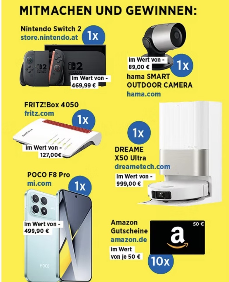 CDA Verlag - 1× Nintendo Switch 21× Poco F8 Pro1x DREAME X50 Ultra10× Amazon-Gutscheine im Wert von je 50 €