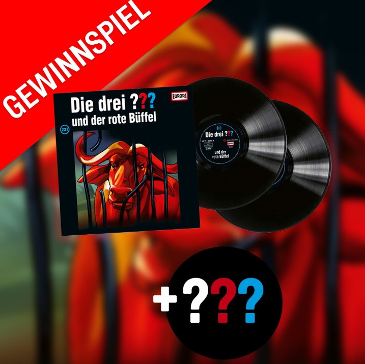 dreifragezeichen.de - 3 x 1 "Die drei ???"-Fan-Paket mit "Der rote Büffel" als Vinyl sowie einer Überraschung on Top