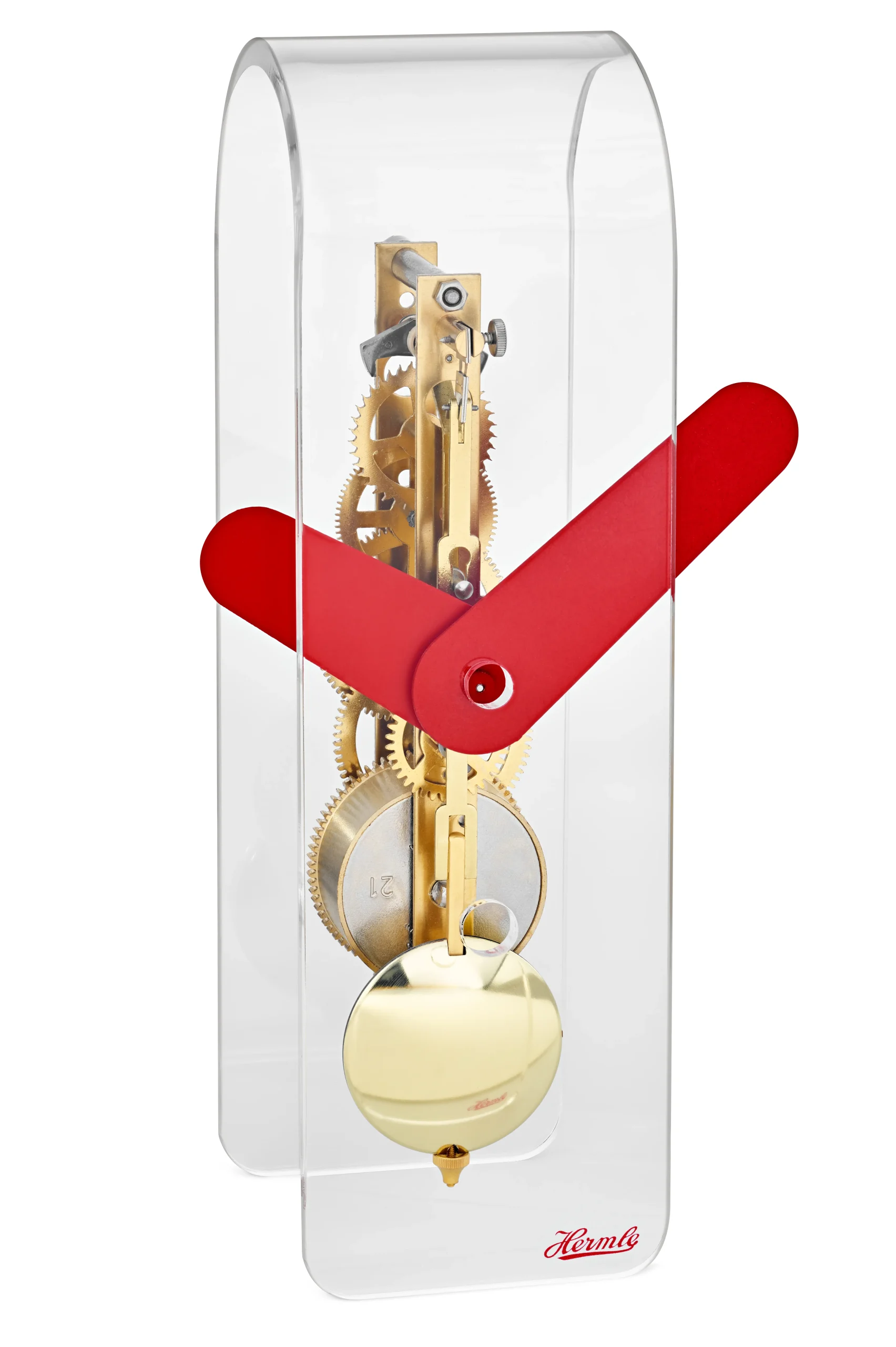 genussmaenner.de - eine 23 Zentimeter hohe Acryl Tischuhr in rot-gold