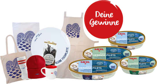 Merl - 25x Überraschungspaket bestehend aus zarten Heringsfilets in Sahnesauce, die zarten Heringsfilets in Dill-Sahnesauce, ausgewählte MSC-zertifizierte Produkte und exklusive MERL-Goodies