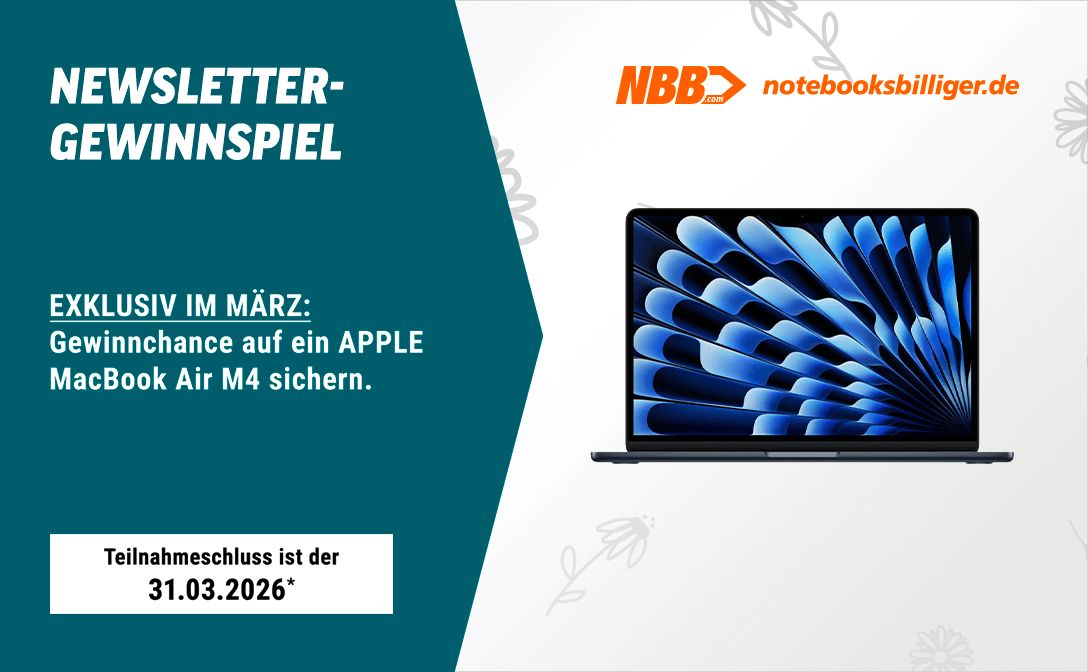 notebooksbilliger.de: ein Apple MacBook Air und 10 x 50 € Einkaufsgutscheine zu gewinnen