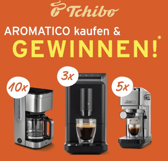 Tchibo - 3x »Esperto mini« Kaffeevollautomat im Wert von je 329 €, 5x Lapressa Siebträgermaschine im Wert von je 249€,10x Let’s Brew Elegant Filterkaffeemaschine im Wert von je 59€