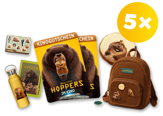 toggo - 1 von 5 Disney Hoppers Fanpaketen (bestehend aus je 2 Kinogutscheinen, Rucksack, Wasserflasche, Kissen, Notizbuch und Sticker)