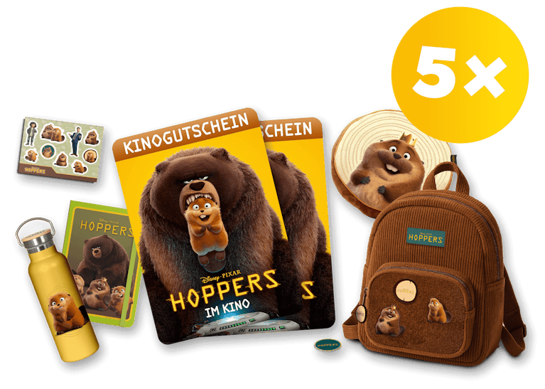 toggo - 1 von 5 Disney Hoppers Fanpaketen (bestehend aus je 2 Kinogutscheinen, Rucksack, Wasserflasche, Kissen, Notizbuch und Sticker)