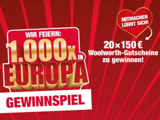 Woolworth - 20 x 150€ Woolworth-Gutscheine