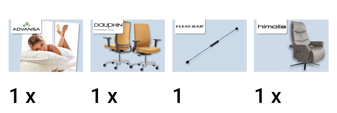 AGR - Dauphin Sequel Cosy Bürostuhl, Flexi-Bar Schwingstab, Himolla Easyswing Relaxsessel,Lattoflex Lattokiss Pro Nackenstützkissen