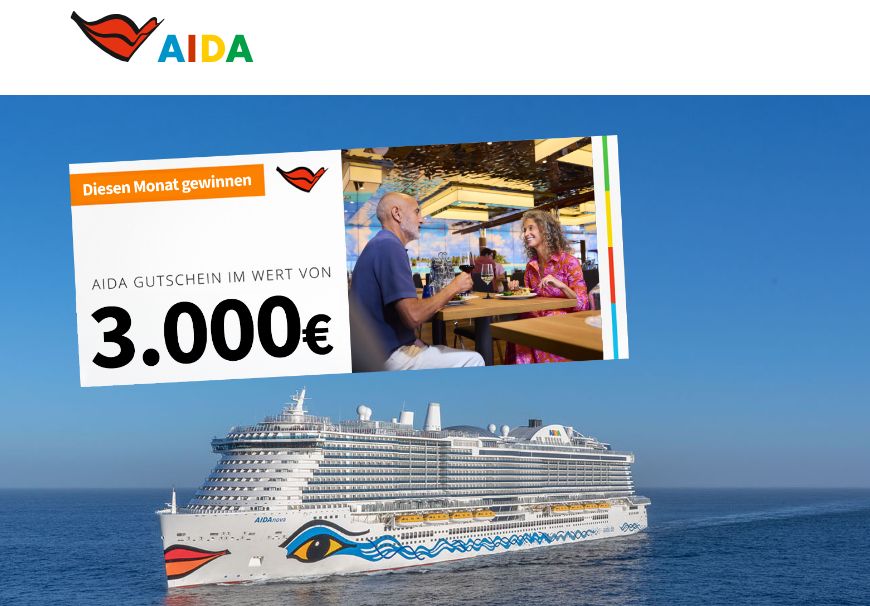 AIDA: Gewinne im März einen 3.000 € Reisegutschein