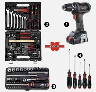 bad & heizung - Würth Akkubohrschrauber ABS 18 Compact M-Cube, Würth Werkzeugkoffer 63 Teile, Würth Multi Steckschlüssel, Würth Schraubendreher Set 5 Teile