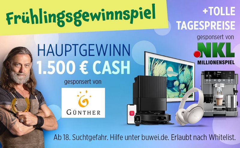 BILDspielt: 1.500€ Bargeld & Tagespreise im Gesamtwert von 5.000€ beim Frühlingsgewinnspiel 2026