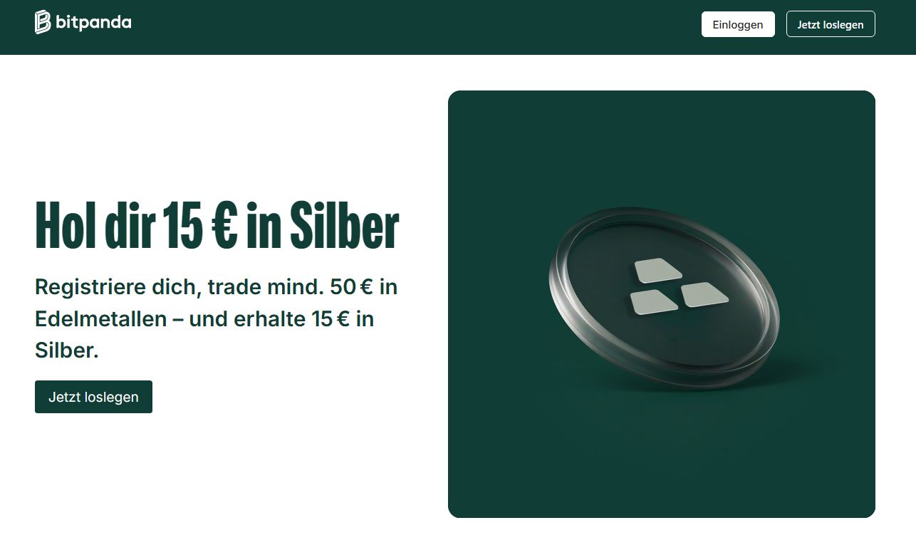 Bitpanda: 15 € in Silber als Willkommensbonus sichern