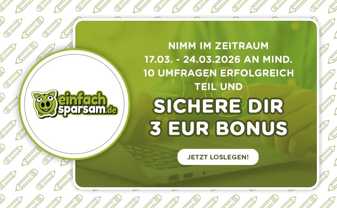 Einfach-Sparsam.de: 3 € Umfragen-Bonus sichern