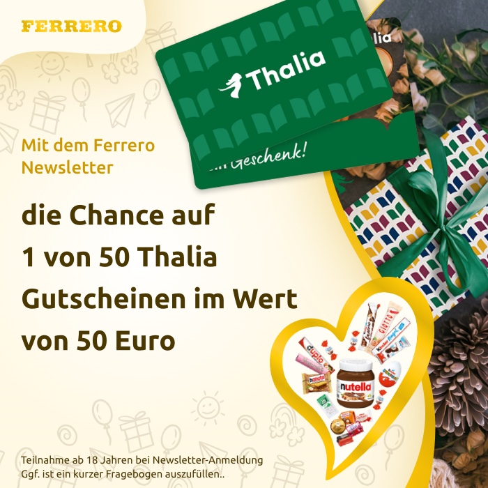 Ferrero - 1 von 50 Thaila Gutscheinen im Wert von 50€