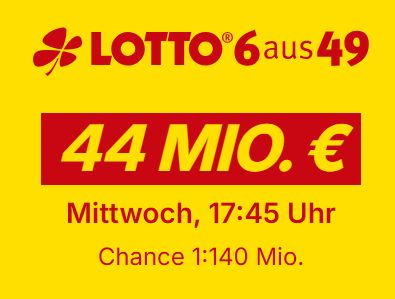 Lotto24: 44 Millionen im Jackpot bei 6aus49 - 3 Felder für 0,10 € statt 4,70 €