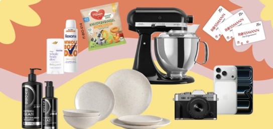 Rossmann - Produktpakete rund um Beauty, Pflege, Ernährung und Family-Highlightszahlreiche Sachpreise wie Fitnessmatten, Snack- oder Kosmetikboxen und Überraschungen, die Lust auf neue Reiseabenteuer machen