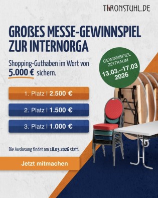 Stapelstuhl - 3 x Gutscheine ( 2500€ ,1500€,1000€ ) für den Onlineshop von Stapelstuhl