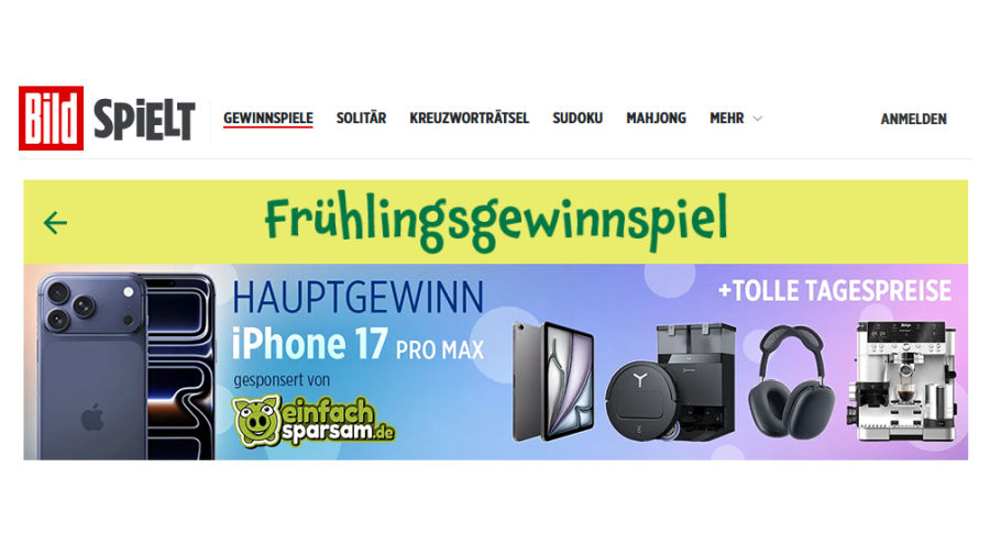 BILDSpielt: Frühlingsgewinnspiel mit iPhone 17 Pro Max & vielen Top-Preisen