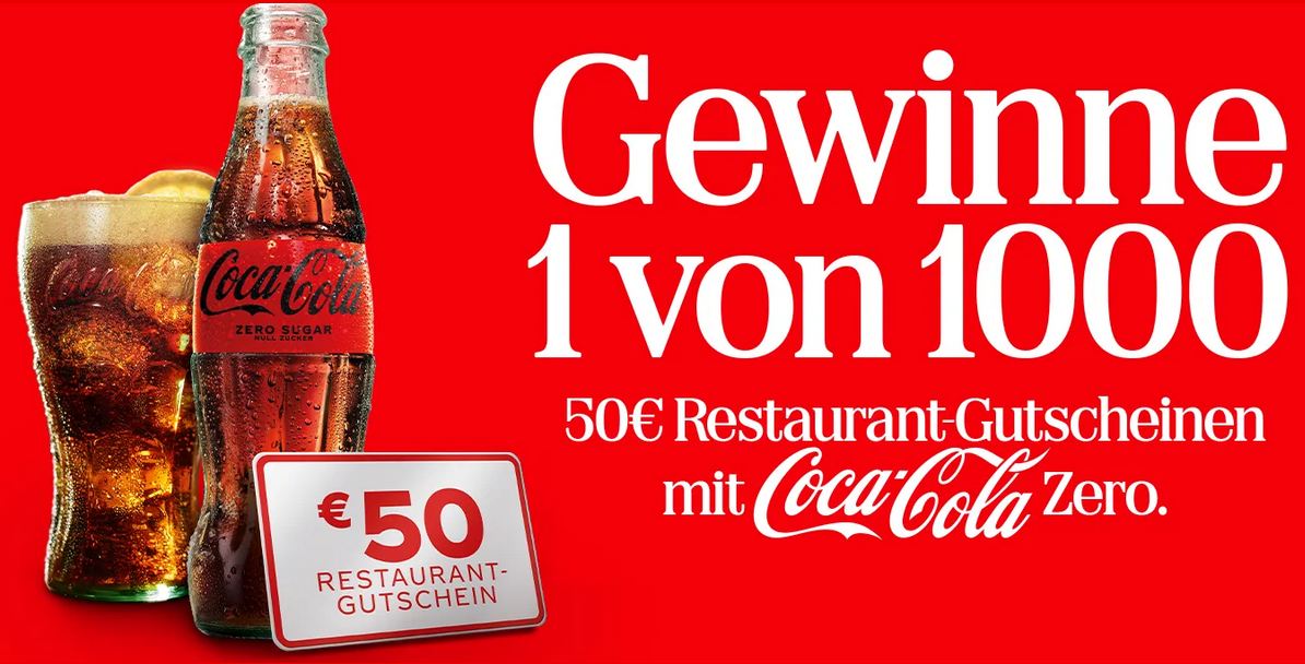 Coca-Cola - 1.000 x 1 BON BON Restaurantgutschein im Wert von 50 € (Produktkauf)