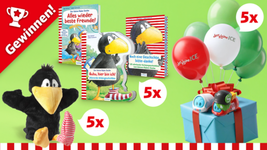 Der kleine ICE - 5x rabenstarke Bücherpakete, 5x kuscheliges Plüsch: Kleiner Rabe Socke, 5x Überraschungspäckchen