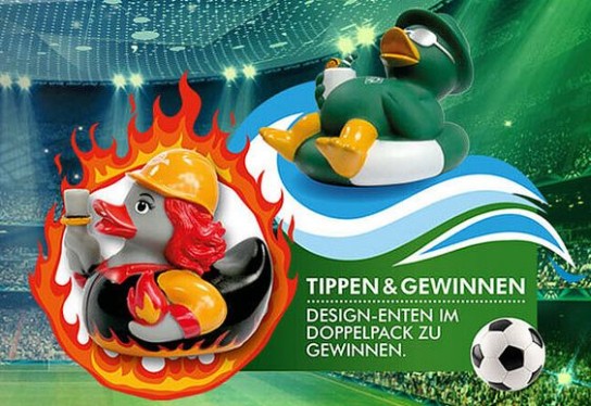 DOYMA - 10 x 1 exklusives Design-Enten-Paar (DOYMA-Jahresente 2026 „Frieda Flammfrei“ + Werder-Bremen-Ente)