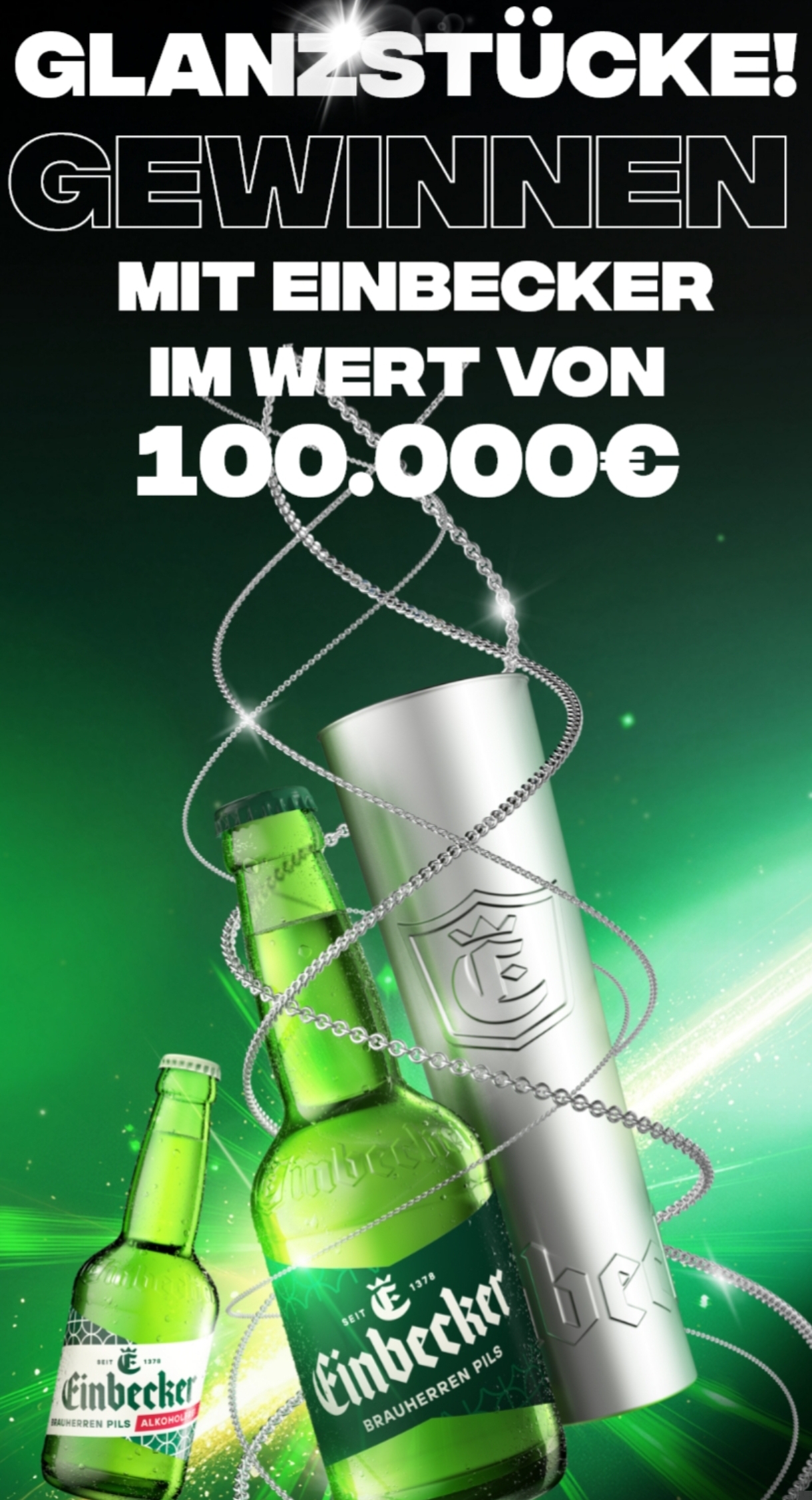 Einbecker Brauhaus - 3.333 × Silberketten von Binder und 1.111 × Einbecker Relief-Gläser sowie garantiert 5€ Gutscheine