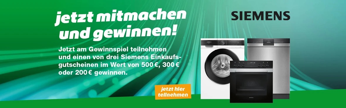 ElectronicPartner - 1 von 3 Siemens Einkaufsgutscheinen im Wert von 500€, 300€ oder 200€