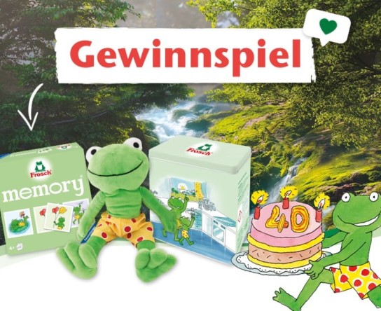 Frosch - 40 Jahre Frosch (Hauptgewinn: 1 Jahr Haushaltshilfe, Sofortgewinne: Gutscheine für Europa-Park oder Phantasialand, diverse Frosch-Artikel wie Spiele, Fußmatten, Plüschtiere, Reinigungsartikel/-zubehör)