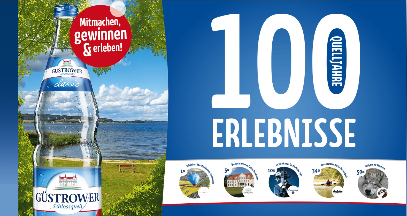 Güstrower - 1x1 Ballonfahrt für 5 Personen, 5x1 Wertgutschein für Schloss Hotel Neustrelitz, 10x1 Theaterkarten Paket (Produktkauf)