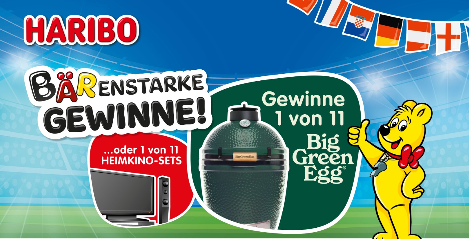 Haribo - 11 x Heimkino-Sets, 11 x Big Green Egg Medium Grill