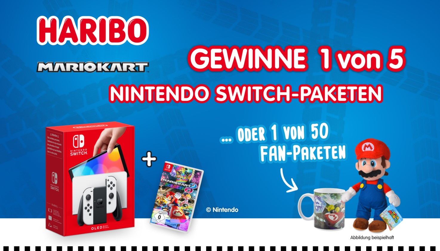 Haribo - 5x1 Nintendo Switch Paketen oder 50x1 Mario Kart Fan Paket (Produktkauf)