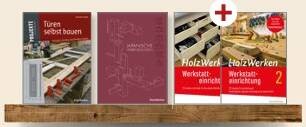 holzwerken - Bücher „Türen selbst bauen“, „Japanische Verbindungen“ und „Werkstatteinrichtungen 1 und 2“