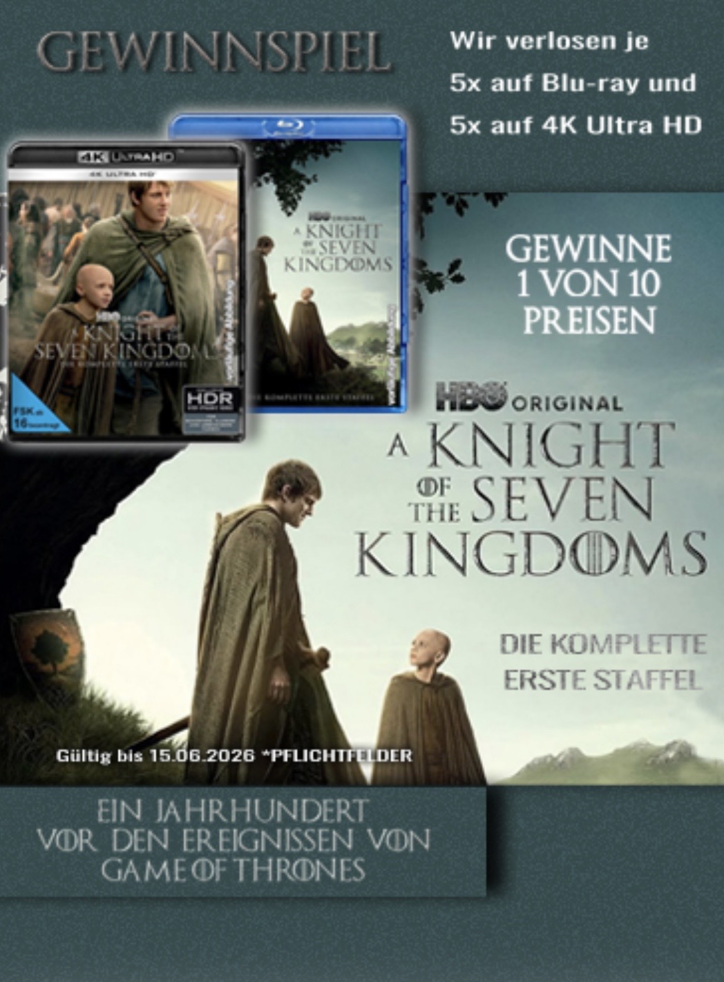 Media Dealer - 5 x Blu-ray oder 5 x 4K UHD "A Knight of the Seven Kingdoms" Komplette erste Staffel