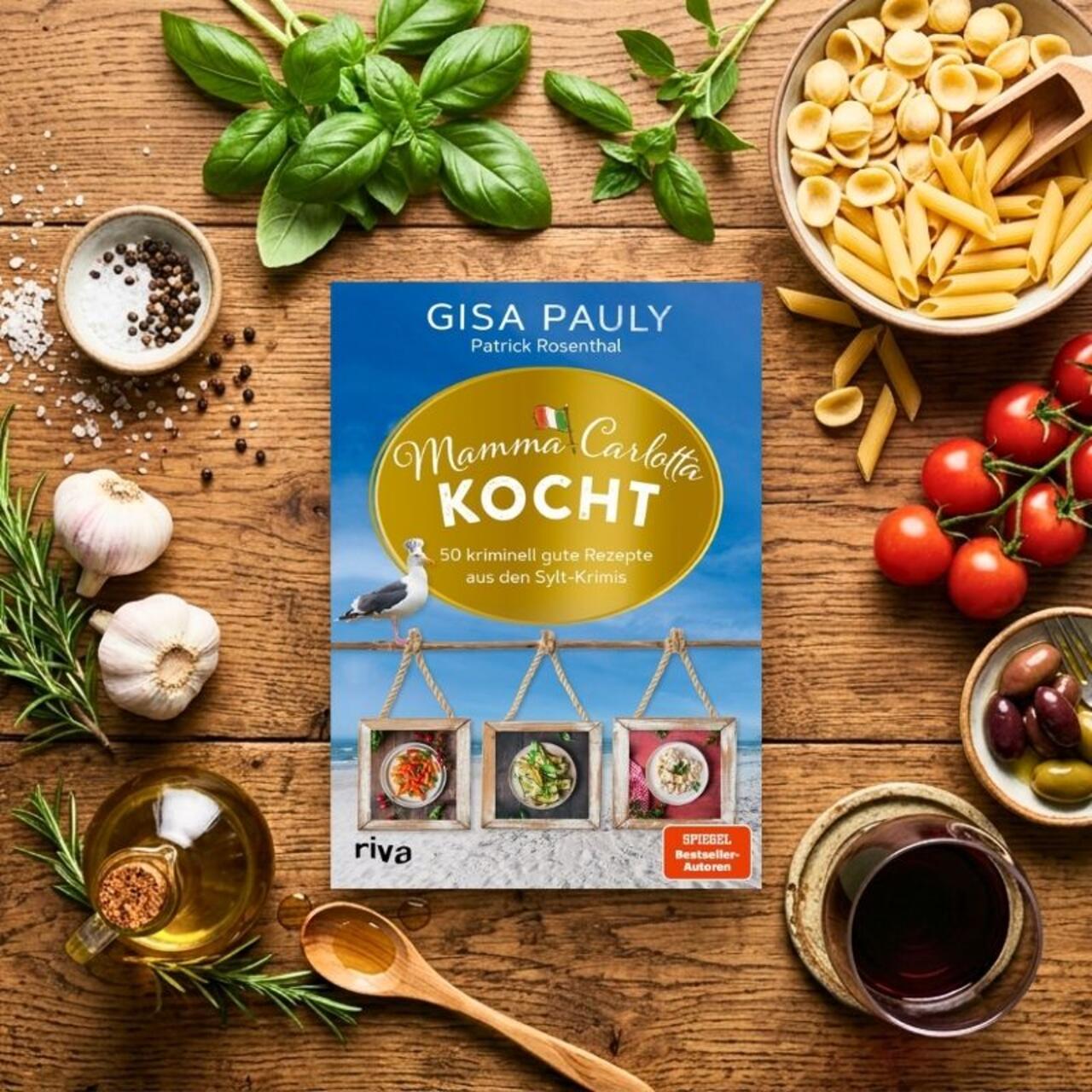 Piper Verlag - genuss-paket: Das Kochbuch Mamma Carlotta kocht, Buch Den neuen Fall für Mamma Carlotta, Einen prall gefüllten Premium-Gourmet-Korb Bella Italia