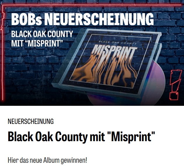 Radio BOB - BOBs NEUERSCHEINUNG gewinnen: CD-Album "Misprint" von Black Oak County (Account erforderlich)