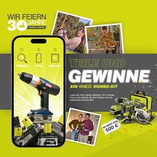 RYOBI - hochwertiges DIY-Kombo-Kit im Wert von 500 € (für RYOBI® 18 V-Besitzer)